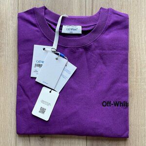 XL Off-White Purple Cotton T-Shirt Short Sleeve Men's